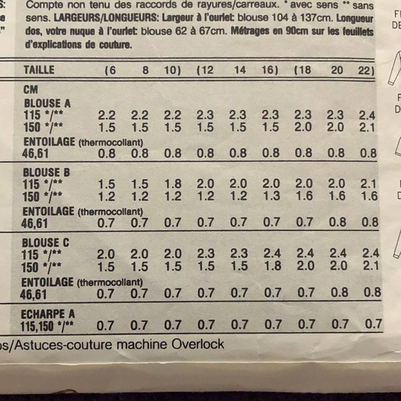 Vogue Pattern 7861 blouse Hidden buttons tie neck size 6 - Picture 8 of 8